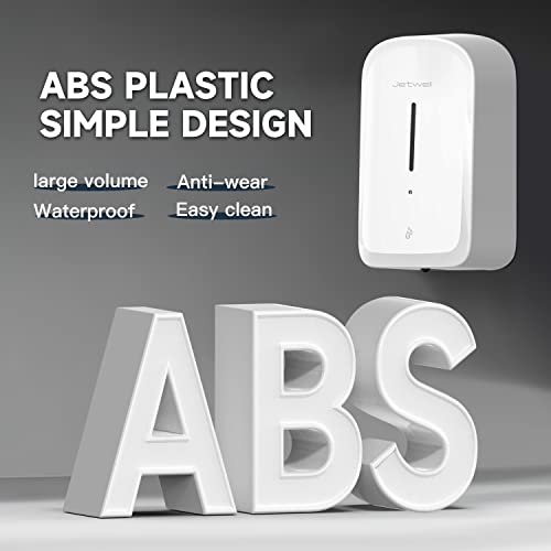 JETWELL Touchless Wall Mount White ABS Plastic Soap Dispenser 34OZ/1000ML - color: White Plastic