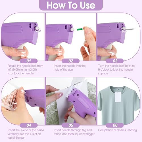Price Tag Gun for Clothes, Retail Clothing Attacher Tagging Gun, Purple - color: Purplewhite