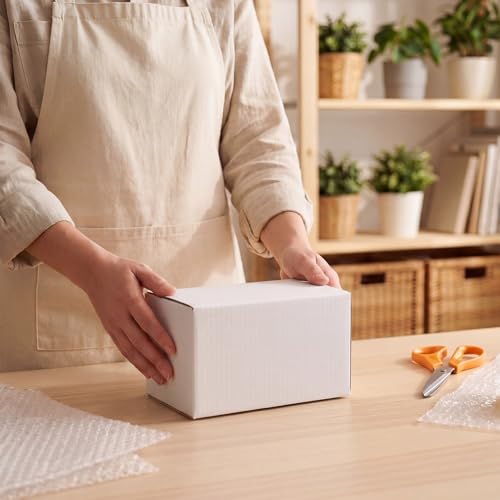 CRUGLA Small White Shipping Boxes 6x4x4, 40 Pack, Corrugated Cardboard Boxes for Small Business, Mailing, Packaging and Gifts - size: 6x4x4 Inch 40 Pack
