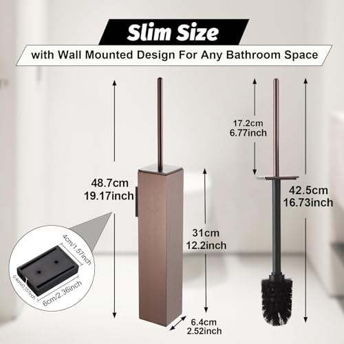 BGL Toilet Brush and Holder Set Rose Gold Wall Mounted for Bathroom Square Design - color: Rose Gold-wall Mount