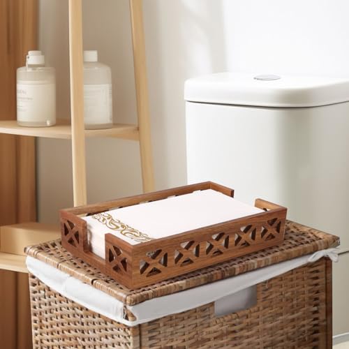 Acacia Wood Napkin Holder for Bathroom Guest Towel Holder for Dining Table