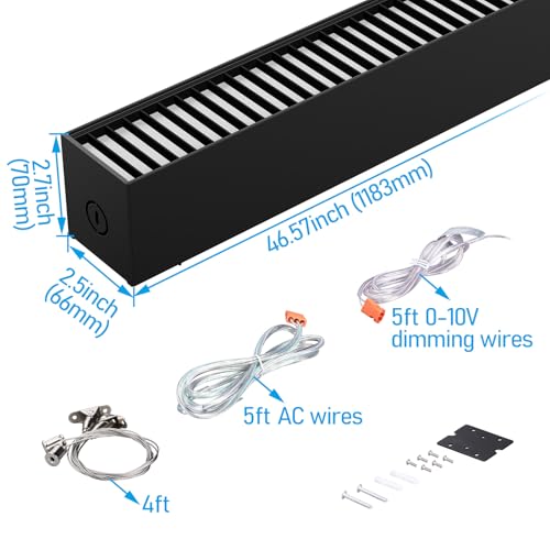 LEONLITE 2-Pack 4FT Linkable Anti Glare LED Linear Light, Louvered Lens