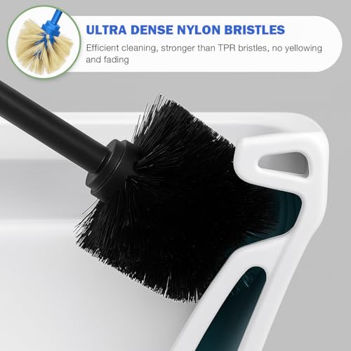 304 Stainless Steel Toilet Brush and Holder Set, Toilet Bowl Brush and Holder, Heavy Duty with Long Handle, Removable Inner Bowl and Splash Protection for Bathroom - color: Light Gold