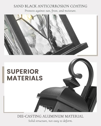 FEMILA 21" Large Exterior Wall Light Fixtures, Anti-Rust Waterproof Outdoor Wall Lantern Porch Lights for Entryway, Patio, Garage, Doorway, Matte Black, 4FD54B2 BK-SD - color: Matte Black, Lozenge Pattern, size: 21", Single Unit