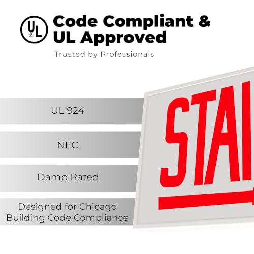 LFI Lights - UL Certified - Hardwired Red LED Chicago approved Exit Sign - Battery Backup - Emergency Fire Safety - UL924 - CHEX (STAIR Right Arrow) - style: STAIR Right Arrow