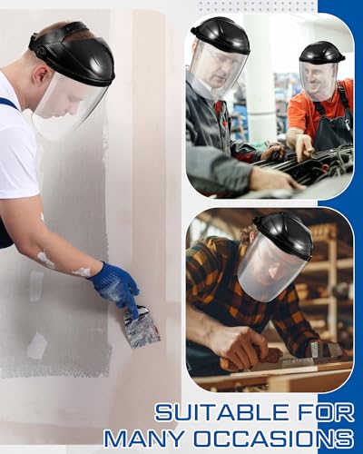 Tellegloww 4 Pcs Safety Face Shield for Grinding and Cutting, Black - color: Black