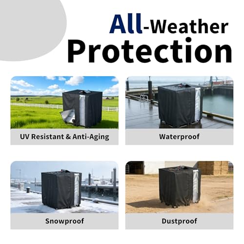 IBC Tote Cover, 420D Heavy Duty Waterproof Oxford Fabric for 1000L IBC Container Rain Water Tank Outdoor 275 Gallon Rain Barrel Foil Anti-Dust Cover Sun Protection Anti-UV