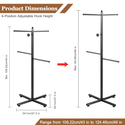 Shopping Bag Rack 43-49Inch Adjustable Height,Heavy Duty T-Shaped Metal