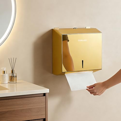 Gorlary Commercial Paper Towel Dispenser Wall Mount, Gold - color: Gold, size: 300 Sheets – Medium