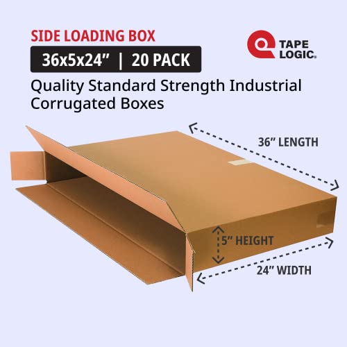 BOX USA Shipping Boxes Large 36"L x 5"W x 24"H 20-Pack, Cardboard Box for Shipping, Moving, Mailing, Packing, Packaging and Storage - size: 36"L x 5"W x 24"H