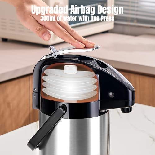 PARACITY Stainless Steel Drink Dispenser, 2-Pack Airpots, 84.5 fl oz Each - color: 2PCS-Stainless Steel