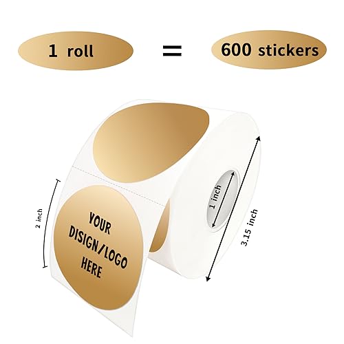 2 Inch Brown Round Thermal Sticker Labels, Self-Adhesive Circle Direct Thermal Labels, Multi-Purpose Roll Sticker Labels for DIY Logo Design, QR Code, Name Tag( 600 Labels,1 Roll) - color: Brown, size: 2 inch