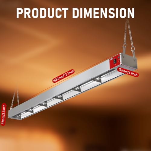 Electric 72 Inch Commercial Food Heat Lamp-Wall Mounted&Hanging Dual Installation Options with Large Heating Area, Easy Operation for Buffets & Parties,120V,1750W - size: 72inch