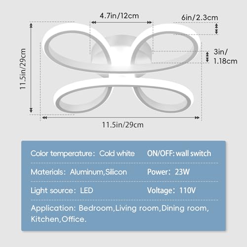 ADISUN Modern LED Ceiling Light, 6000K Semi Flush Mount Ceiling Light Fixture, Modern Unique Lights for Living Room Bedroom Corridor Aisle Hallway (L11.5*W11.5*H1.18) - color: White, size: 1 Pack