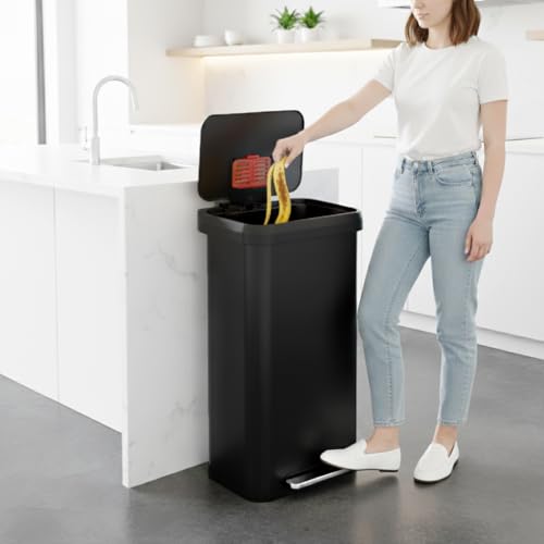 iTouchless SoftStep 20 Gallon Extra-Large Step Pedal Trash Can, Odor Filter - color: Matte, Black