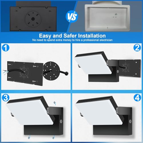 ledmo 150W LED Flood Light Outdoor, 18000LM 5000K Super Bright Dusk to Dawn Photocell LED Wall Pack, 360 ° Adjustable IP65 Commercial Exterior Wall Large Area Lighting Hardwired - size: Large/150-with Photocell