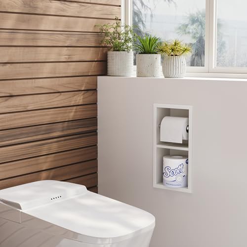 Neodrain White Recessed Toilet Paper Holder,Dual Rolls - color: White, size: 6X12In