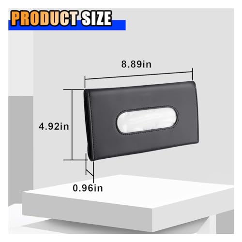 2PCS Leather Sun Visor Tissue Holder, Napkin Dispenser, Mask Holder with Refill - Universal Car Accessory (Black)