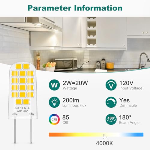 DiCUNO G8 LED Bulb Dimmable, 20W Equivalent, Natural White 4000K, 10-Pack - color: Natural White 4000k