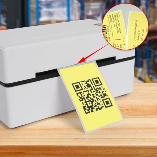 Yellow Thermal Labels 3 ×5 Inch Waterproof Vinyl Stickers 300 PCS - color: Yellow