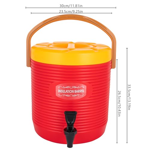 Stainless Steel Beverage Dispenser Insulated Container with Faucet Cooler with Drink Dispensers Cold and Hot Drink Dispenser for Milk Tea, Juice, Coffee 2.91 Gal Capacity (Red) - color: Red, size: 13L