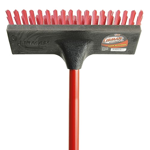 Libman Commercial 547 Floor Scrub, Steel Handle, 10.5" Wide, Red and Black (Pack of 6)