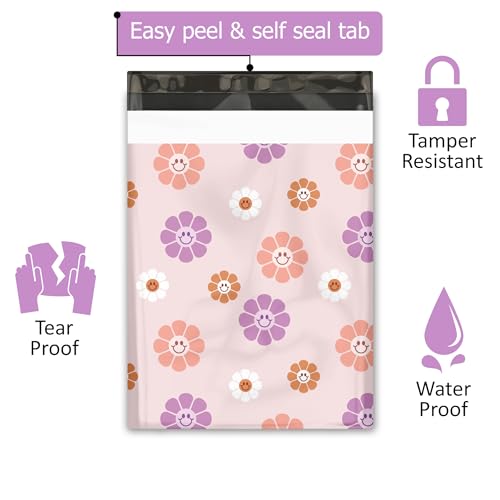 10x13 (100) Groovy Flowers Floral Summer Designer Poly Mailers Waterproof Self Sealing Tear Resistant Polymailers Shipping Envelopes Premium Printed Bags For Small Businesses - color: Groovy Flowers, size: 10x13 inches