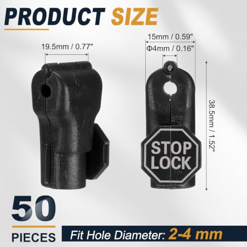 uxcell Pegboard Hook Stop Locks, 4mm Black Display Hook Locks 50Pcs - color: Black, size: 4mm