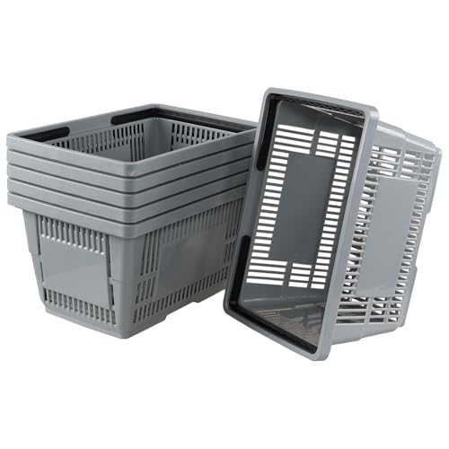 28L 6 Pcs Plastic Shopping Baskets with Handles