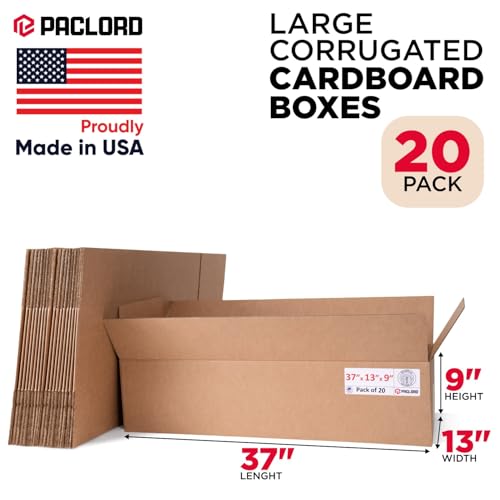 Extra Large Moving Boxes 37"L x 13"W x 9"H (Pack of 20) - USA-Made Cardboard Packing Boxes for Moving, Shipping, or Storage - USPS, UPS, FedEx Approved - Professional Packing Supplies - color: Pack of 20, size: Extra Large 37x13x9"