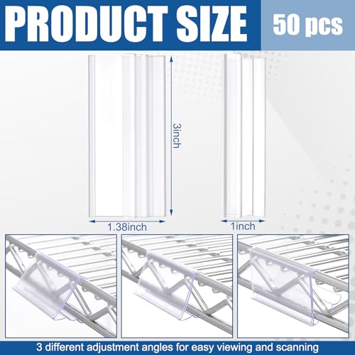 Kathfly 50 Pack Wire Shelf Label Holder 3" Adjustable Shelf Cable Tags - size: 3"