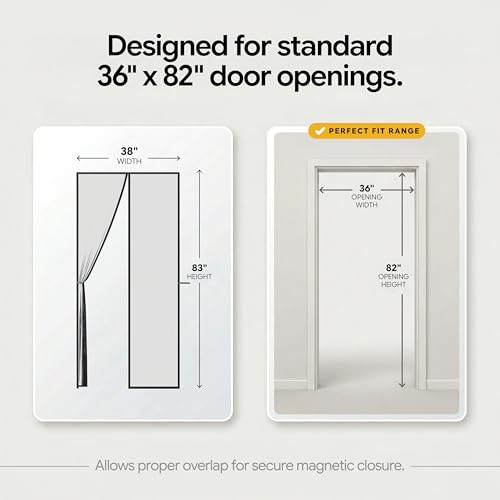 AUGO Magnetic Screen Door - Self Sealing, Heavy Duty, Hands Free Mesh Partition Keeps Bugs Out - Pet and Kid Friendly - Patent Pending Keep Open Feature - 38 Inch x 83 Inch - size: 38" x 83"