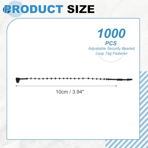 1000 Pcs Beaded Loop Tie Fasteners 4 Inch Snap Lock Pin Black - color: Black, size: 4 Inch
