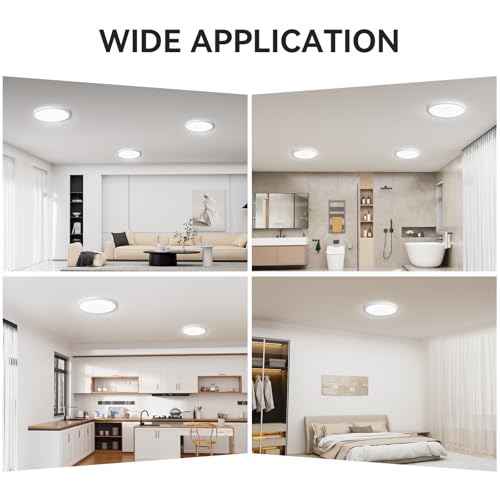 WKONCLDY 6PACK 3200lm LED Flush Mount Ceiling Light, Super Slim 12 inch LED Ceiling Light, 5000K Daylight LED Ceiling Light for Bedroom, Living Room, Dining Room, Garage and Office (White, Six Pack) - color: White, size: 12in-6Pack
