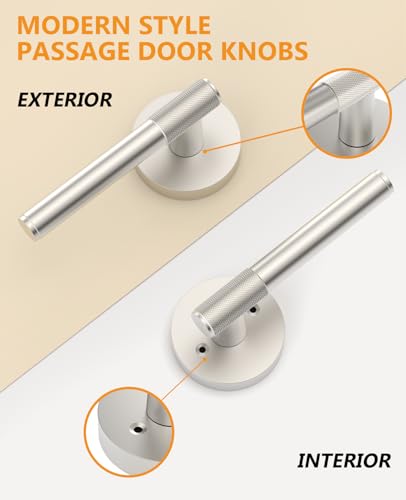 Asidrama 1 Pack Brushed Satin Nickel Passage Interior Door Handles - color: Brushed Satin Nickel, size: Passage, style: 1pack