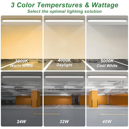 OSTEK LED Shop Light 4FT 3CCT Suspended Linear Channel Strip Lights Fixture - color: 3500K/4000K/5000K 3CCT Selectable