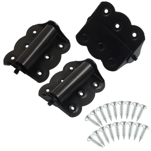 Bivethoi 3 Pcs Door Spring Hinges, Steel Black Self-Closing