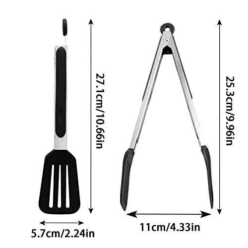 Cooking Tong 9 inches Stainless Steel Kitchen Silicone Serving Tong - color: Black, size: 9 inch