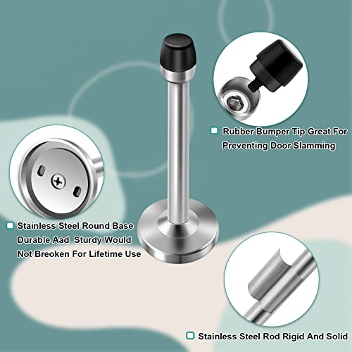 Long Door Stop, 5 Inch Wall Mount Door Stopper, Stainless Steel Brushed Satin Nickel Modern Door Stops Heavy Duty Doorstop Door Holder for Wall Protector, Silver - color: Silver, size: 5" x 1 Pack