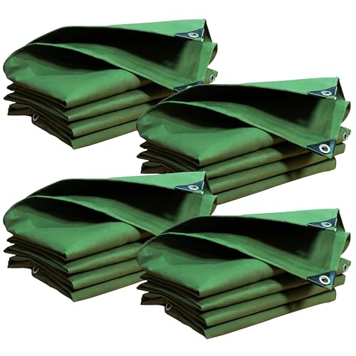 4 Pack 16oz Small Heavy Duty Canvas Tarp 3x5 Feet Water-Resistant - color: 28mil-green, size: 3x5 Feet 4 Pack-Finished size