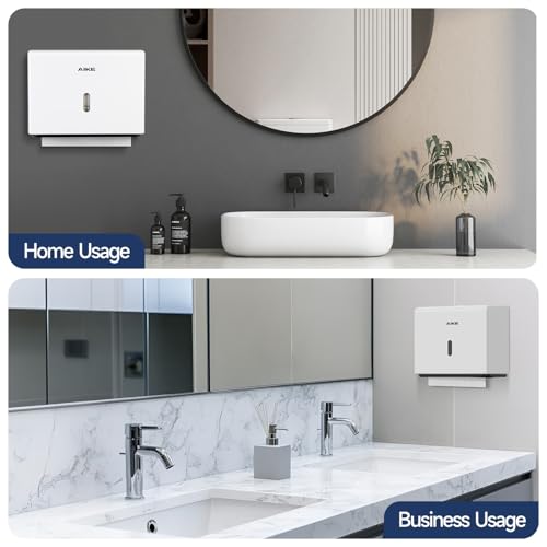 AIKE 200-Sheet Multifold Paper Towel Dispenser,No-Drill Wall Mount,White - color: White