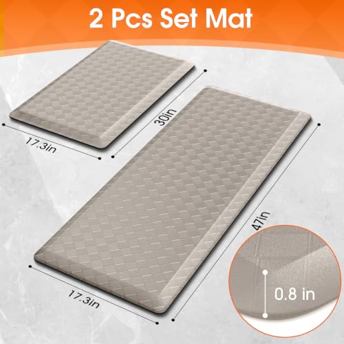 TranquilRelax 4/5 Inch Cushioned Anti Fatigue Kitchen Mats for Floor, Taupe - color: Taupe, size: 2-Piece | 28"+47" | Extra Thick