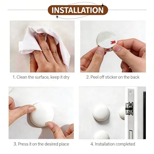 Door Stoppers for Wall, Silicone Door Knob Wall Protector, 2" Round White - size: 6Pcs, Round, White