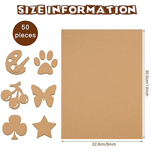 Zonon 50 Pack Corrugated Cardboard Sheets, 3 mm Flat, 9 x 12 Inch, Brown - color: Brown, size: 9 x 12 Inch