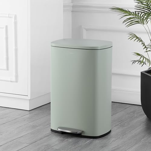 happimess Connor 2-Piece Iron Trash Can, Pistachio Gelato - color: Pistachio Gelato