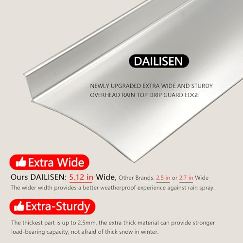 Aluminum Door Rain Drip Guard,Drip Edge for Exterior Doors Window Top - color: Silver, size: 43.3×5.12 in 2pc -A