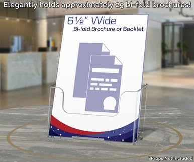Brochure Holder for 6.5" Bifolds Space Saving Clear Acrylic Wall Mount or Countertop Display for Retail Stores Offices and Libraries Hanging Hardware Included by Marketing Holders