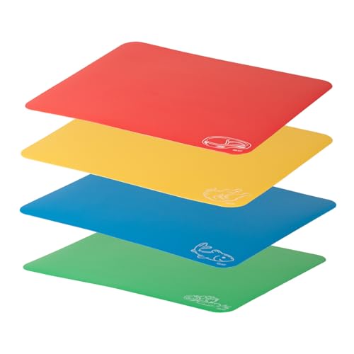 Glad Flexible Cutting Board Set - Colored Thin Plastic Mats for Kitchen with Food Icons - BPA-Free and Non-Porous for Cooking and Chopping, 12x15 inches