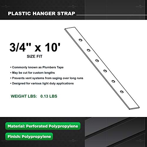 Highcraft QQT-3410 Plastic Strapping, 3/4’’ x 10’ Perforated Roll, 1/8’’ Nail Holes with .75’’ Spacing Grey Polypropylene, 10' - size: 3/4'' x 10'