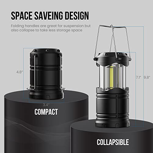 Lichamp LED Camping Lantern, 4 Pack Battery Powered Flashlight for Power Outages, Portable Collapsible Hanging Light Essential for Home, Outdoor, Emergency Lamp Survival Kit Gear for Hurricane, Black - color: Black